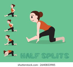 Yoga Tutorial Half Split Pose Cartoon Vector Illustration
