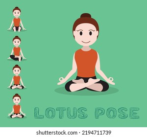 Yoga Tutorial Lotus Pose Cartoon Vector Illustration