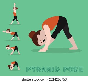 Yoga Tutorial Pyramid Pose Cartoon Vector Illustration