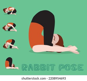 Yoga Tutorial Rabbit Pose Cartoon Vector Illustration