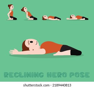 Yoga Tutorial Reclining Hero Pose Cartoon Stock Vector (Royalty Free ...