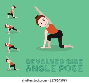 Yoga Tutorial Revolved Side Angle Pose Cartoon Vector Illustration