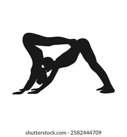 Yoga for two. A collection of yoga poses. The silhouette of a couple. Yoga parterre