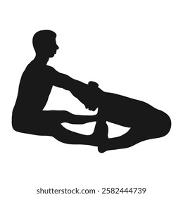 Yoga for two. A collection of yoga poses. The silhouette of a couple. Pose - angle