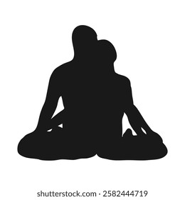 Yoga for two. A collection of yoga poses. Sitting - twisting pose