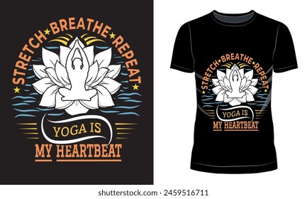 yoga typography and graphic t shirt design.