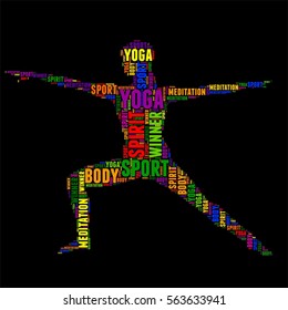 yoga Typography word cloud colorful Vector illustration