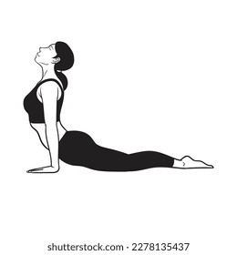 Yoga Urdhva Mukha Svanasana or Upward Facing Dog. vector illustrasion.
