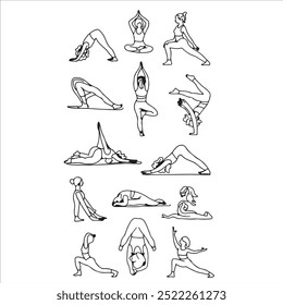 Diseño de Arte vectorial de yoga y arte de línea