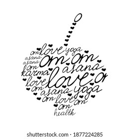 Yoga. Vector. Asana. Karma. Health.  Love. Text. Vector lettering