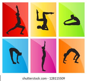 Yoga vector background set