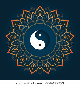 Yoga-Vektordesign mit Yin-Yang-Namen in der Mitte