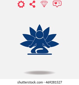 Yoga vector icon on grey background.