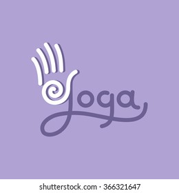 Yoga vector icon with stylized hand.