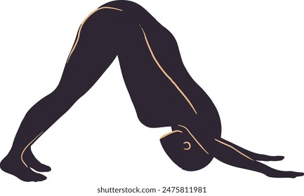 Yoga, Ilustración vectorial, Adho Mukha Svanasana - pose de perro mirando hacia abajo