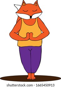 Yoga Vector Illustration. Cute Fox Meditation