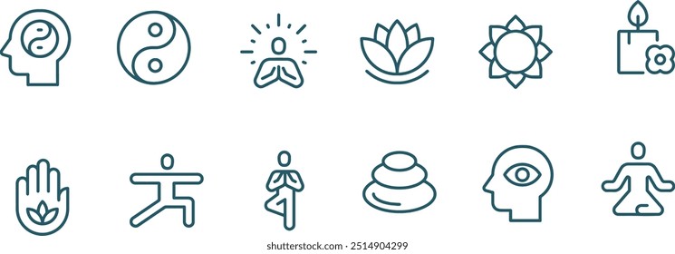 yoga vector lined icons set , health care icon