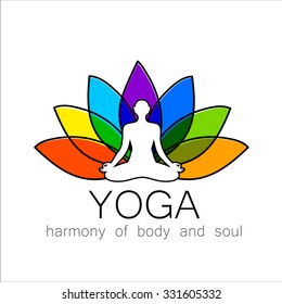 Plantilla de diseño del logotipo vectorial de yoga.  