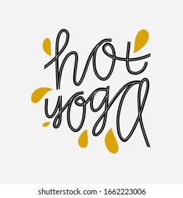 Yoga vector logo lettering black and white, yoga logotype, yoga lettering isolated on white background. Hand Drawn yoga lettering sign for banner, badge, card, icon. Hand sketched lettering typography