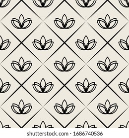 Yoga vector pattern with water lily. Geometric simple pattern for your design