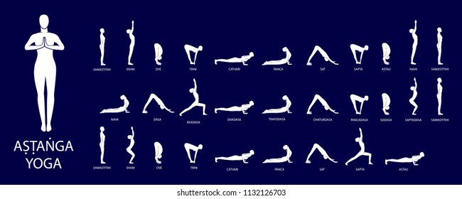 Yoga vector set. Figures yoga poses. Ashtanga Yoga