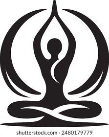 Silueta de Vector de yoga sobre fondo blanco 