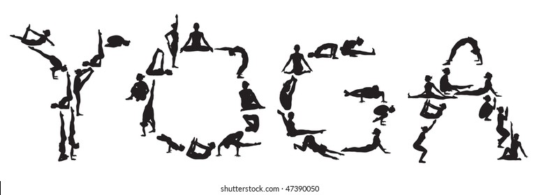 yoga vector silhouettes of young attractive yogi girl