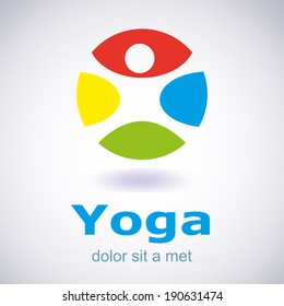 Yoga vector template. Man character icon abstract in circle concept. 