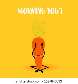 yoga vegetables. Healthy lifestyle. Sports and vegetarianism. Carrot characters. Yoga Pose. Assans