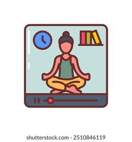 Yoga Video Filled Icons , Vector illustration