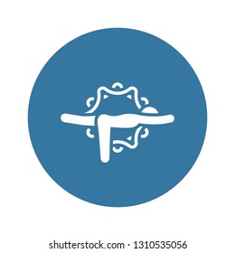 Yoga Warrior III Pose Icon. Flat Design Yoga Poses with Mandala Ornament in Back. Isolated Illustration.