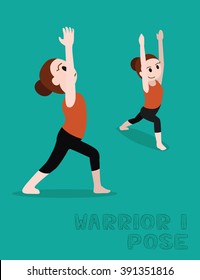 Yoga Warrior I Pose Cartoon Vector 