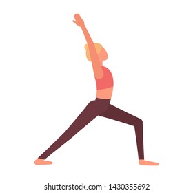 Yoga warrior pose. Flat style illustration