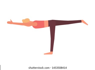 Yoga warrior pose. Flat style illustration