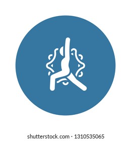 Yoga Warrior Pose Icon. Flat Design Yoga Poses with Mandala Ornament in Back. Isolated Illustration.