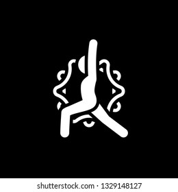 Yoga Warrior Pose Icon. Flat Design Yoga Poses with Mandala Ornament in Back. Isolated Illustration.