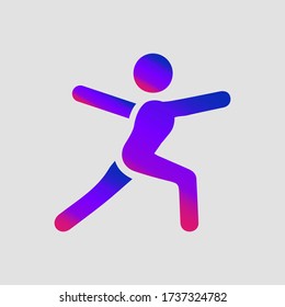 Yoga Warrior pose icon. Flat vector graphic in White background.