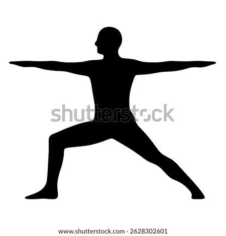 Yoga warrior pose silhouette vector illustration for fitness and wellness graphic design projects use 100