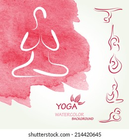 Yoga watercolor background in vector. 