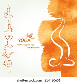 Yoga watercolor background in vector. 