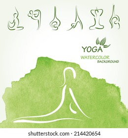 Yoga watercolor background in vector. 