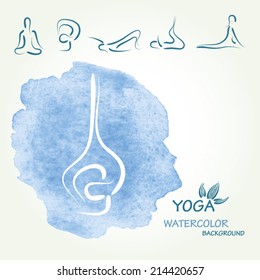 Yoga watercolor background in vector. 