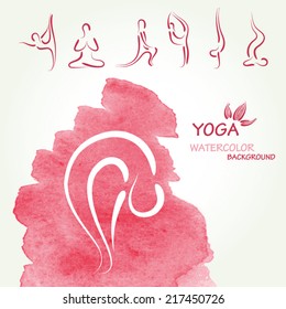 Yoga watercolor background in vector. 