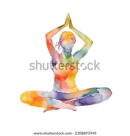 Yoga watercolor hand painting ilustration