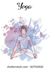 Yoga watercolor vector background
