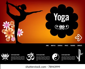 Yoga Website Template, With Oriental Icons