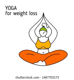 Yoga for weight loss. Healthy life  design illustration. Woman doing yoga exercise. Logo template.