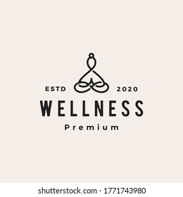 yoga wellness hipster vintage logo vector icon illustration