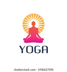 Elemento de diseño del logotipo del icono de luz de Yoga, plantilla