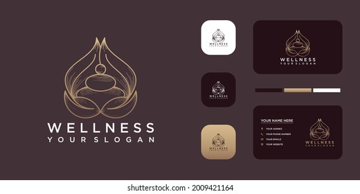 yoga and wellness logo with creative line art.